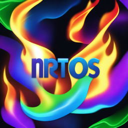 Create a mystical fire-themed background with vibrant, swirling flames in various shades of blue, purple, and green