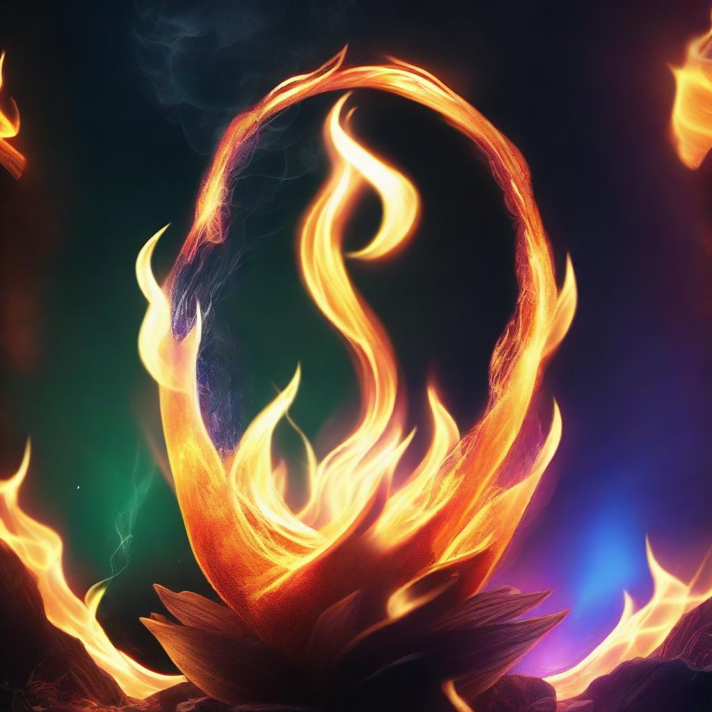 Create a cover background with a mystical fire theme