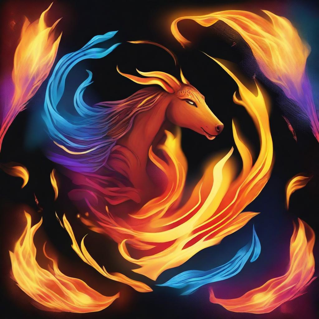 Create a cover background with a mystical fire theme