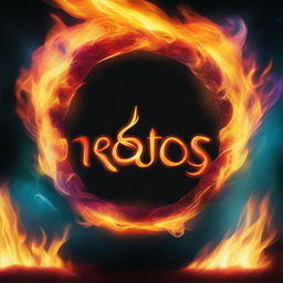 Create a cover background with a mystical fire theme that prominently features the word 'netos'