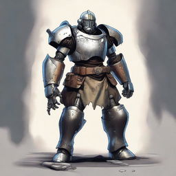 A detailed depiction of a damaged Warforged Artificer Armorer