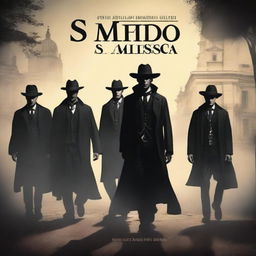 Create a book cover for the novel titled 'Entre las Sombras del Miedo' featuring its four main characters: Ana, Luis, Don Ricardo, and Oficial Martinez