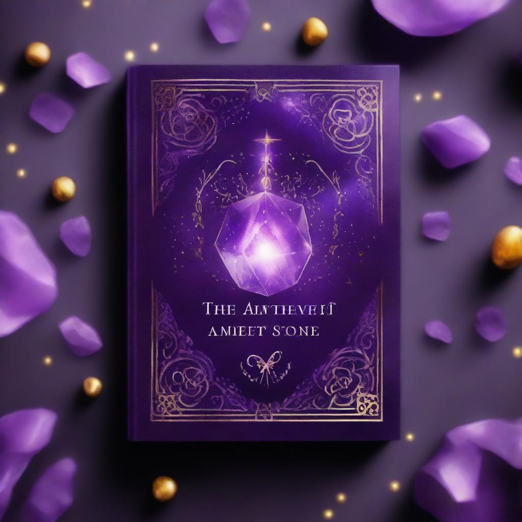 A mystical and enchanting book cover titled 'The Amethyst Stone'