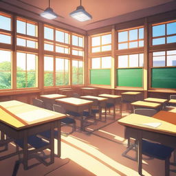 A detailed school background in an anime style