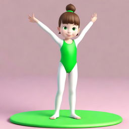 Create a series of 3D model images of a very cute 6-year-old girl named Meri with brown hair and green eyes