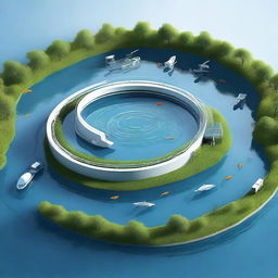 Create an image of a modern and innovative fish farming system called Efishery