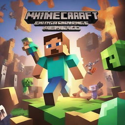 A Minecraft thumbnail featuring two characters in the foreground with a chaotic background