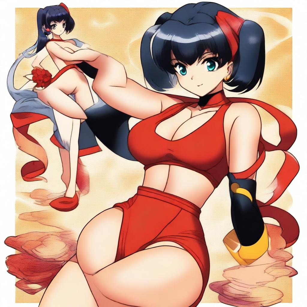 Create an image of Ranma 1/2 in her female form, depicted in a sexy manner