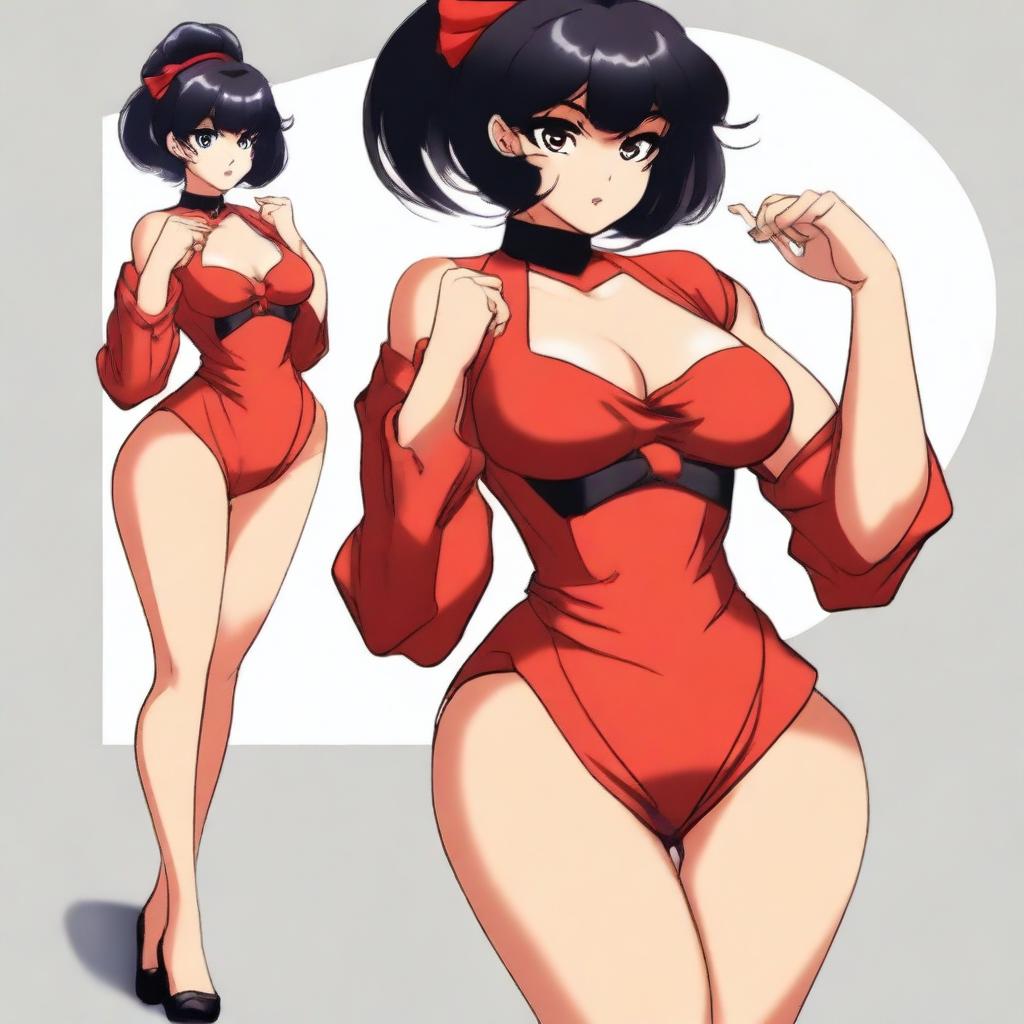 Create an image of Ranma 1/2 in her female form, depicted in a sexy manner