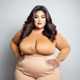 A plus-size beautiful model posing confidently in a fashionable outfit