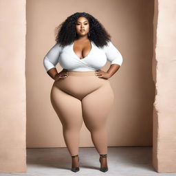 A plus-size beautiful model posing confidently in a fashionable outfit