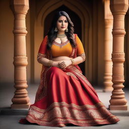 A plus-size beautiful Indian girl posing confidently like a supermodel