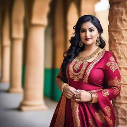 A plus-size beautiful Indian girl posing confidently like a supermodel