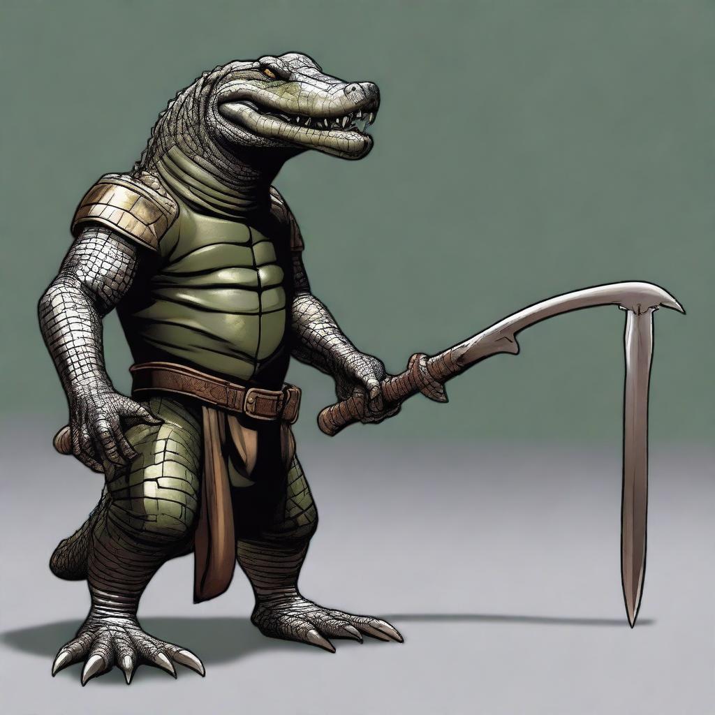 Create an image of an alligator warforged from Dungeons and Dragons