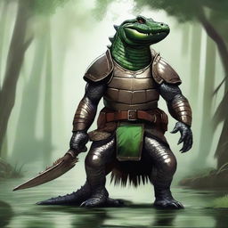 Create an image of an alligator warforged from Dungeons and Dragons