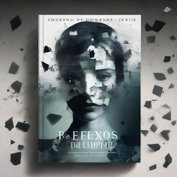 Create a book cover for the title 'Reflexos de um Segredo' that immerses the reader in a plot of mystery and self-discovery