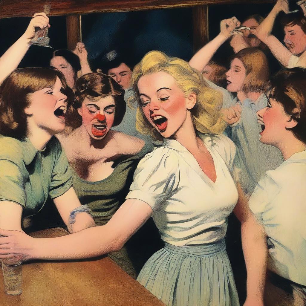 A girl getting hammered, showing a scene where a young woman is involved in heavy drinking, possibly at a party or bar