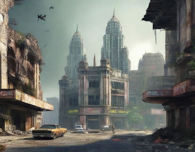 Create a detailed image of Malaysia as if it were part of the Fallout game universe