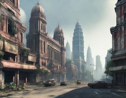 Create a detailed image of Malaysia as if it were part of the Fallout game universe