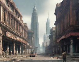 Create a detailed image of Malaysia as if it were part of the Fallout game universe