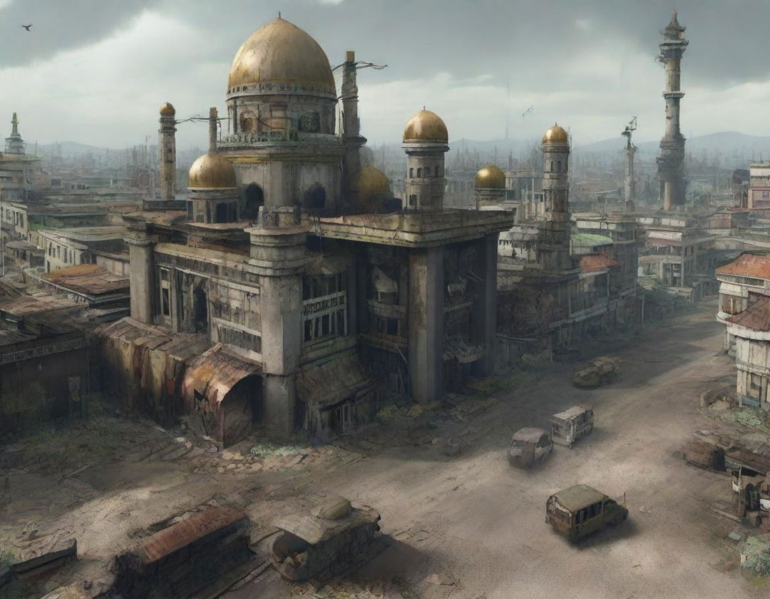 Create a detailed image of Brunei as if it were part of the Fallout game universe