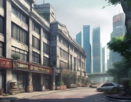 Create a detailed image of Singapore as if it were part of the Fallout game universe