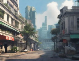 Create a detailed image of Singapore as if it were part of the Fallout game universe