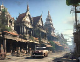 Create a detailed image of Thailand as if it were part of the Fallout game universe