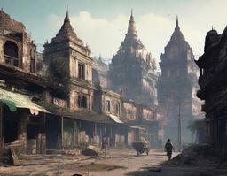 Create a detailed image of Myanmar as if it were part of the Fallout game universe