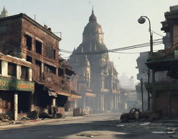 Create a detailed image of Myanmar as if it were part of the Fallout game universe