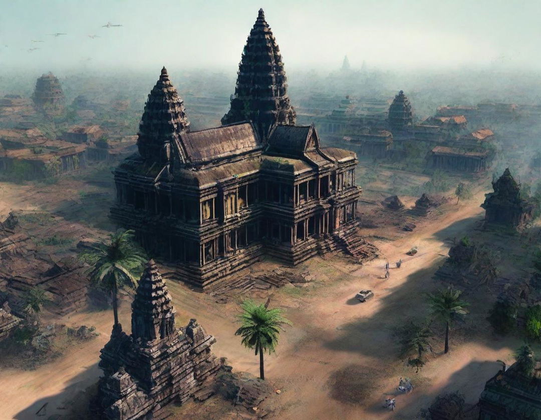 Create a detailed image of Cambodia as if it were part of the Fallout game universe