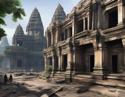 Create a detailed image of Cambodia as if it were part of the Fallout game universe