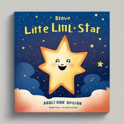 Create a book cover for a story titled 'The Brave Little Star', which is literally about a star