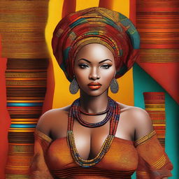 A beautiful African woman with large breasts, depicted in a tasteful and respectful manner