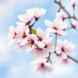 A beautiful cherry blossom tree in full bloom, depicted in a delicate watercolor painting style