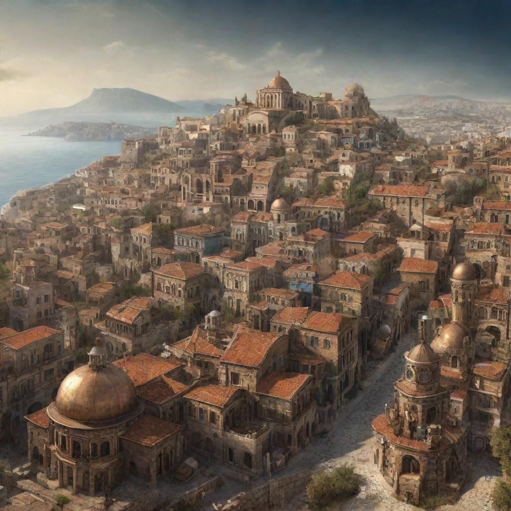 Greece city with steampunk theme