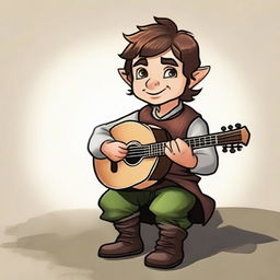 Create an image of a halfling male bard