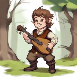 Create an image of a halfling male bard