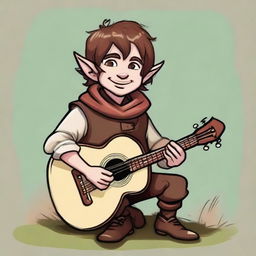 Create an image of a halfling male bard