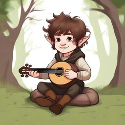 Create an image of a halfling male bard