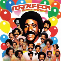 A vibrant and dynamic movie poster for a film titled 'A Party for Richard Pryor'