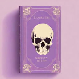 A classic and vintage book cover in a light violet color, featuring a slightly small skull in beige color at the top