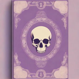 A classic and vintage book cover in a light violet color, featuring a slightly small skull in beige color at the top