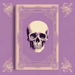 A classic and vintage book cover in a light violet color, featuring a small skull in beige color at the top