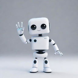 A friendly AI character waving hello in a digital landscape