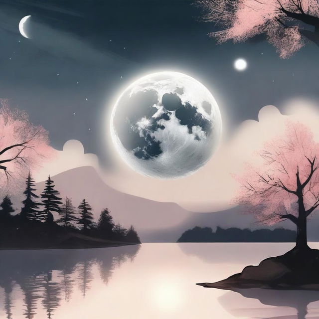 Create an image featuring a moon symbolizing longing or nostalgia