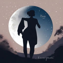 A serene image featuring the silhouette of a woman standing gracefully against the backdrop of a full moon with the words 'Miss You' elegantly written