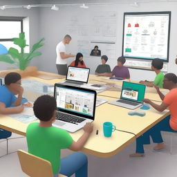 A virtual workshop setting where participants are engaged in creating innovative projects using Tinkercad