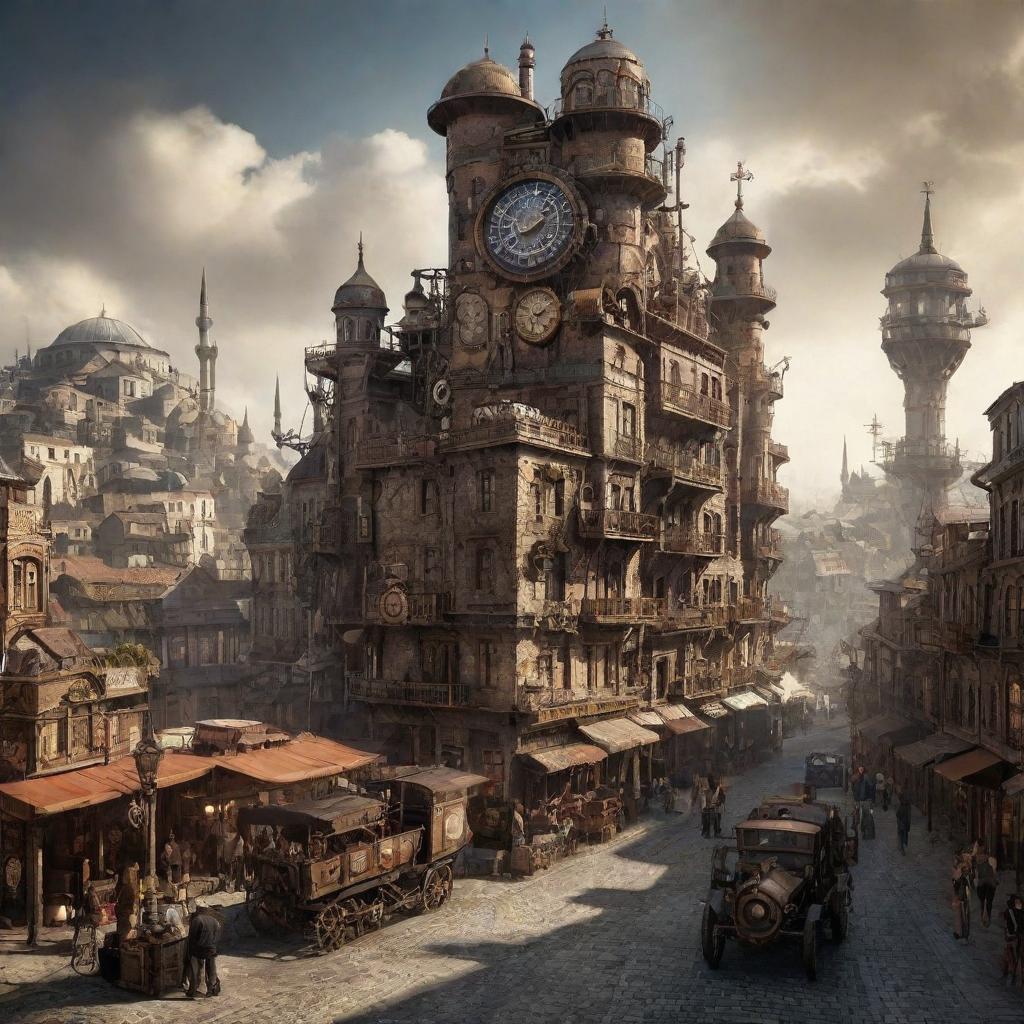 City of Turkiye combined with a steampunk theme 