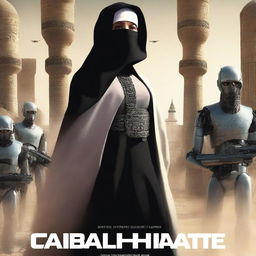 A movie poster titled 'The Caliphate' featuring menacing robots and women in hijab